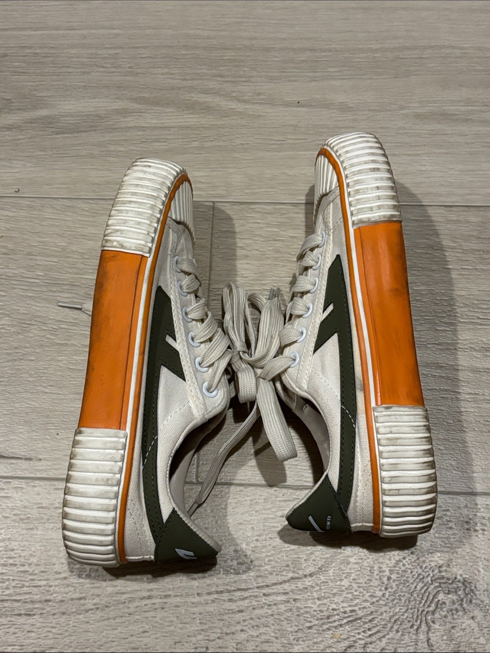 Women’s Canvas Sneakers 37 Olive Green Orange - Picture 3 of 4